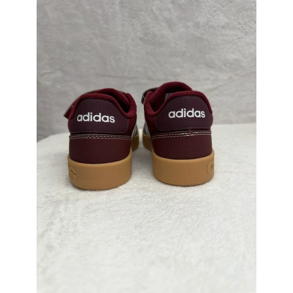 Adidas Breakbase C Kids Sneakers Burgundy White Gum Sole Size 2